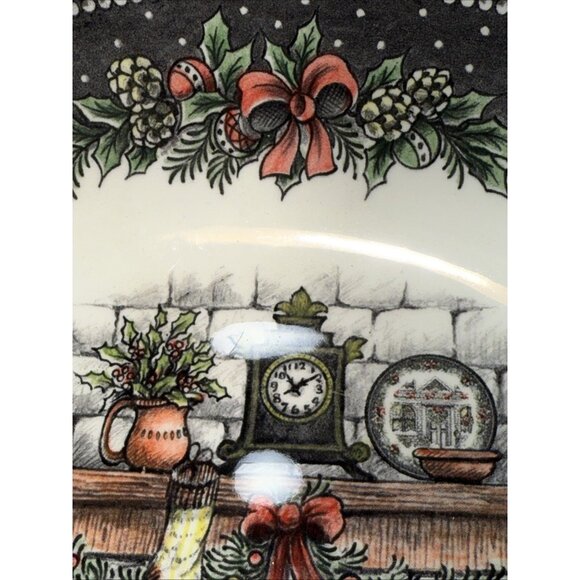 2 Royal Stafford Christmas Fireplace Cereal, Pasta, Soup Bowl 9" - Picture 4 of 7